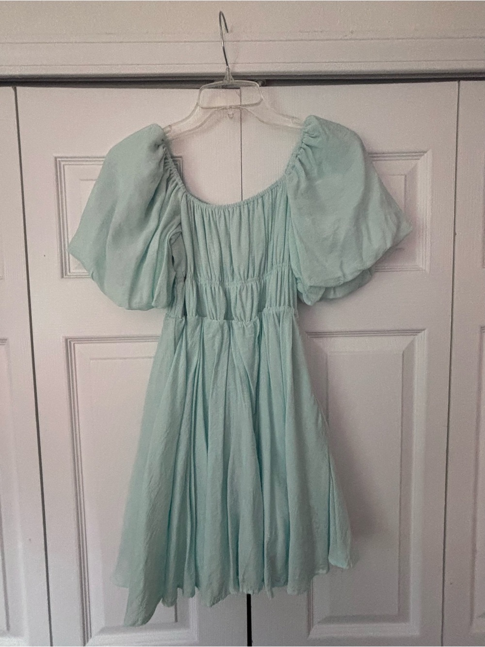 Audrey Parks x Francesca’s Women's Puff-Sleeve Mint Dress - Elegant Summer Style